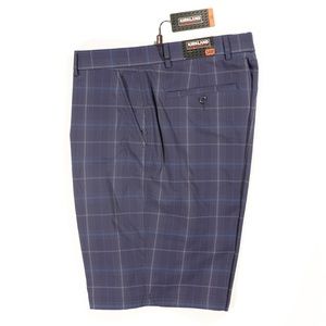 Kirkland Signature Men's Shorts 34 Waist, Gray, Blue & White Plaid, 21-1/2" L